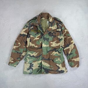 Vintage 1987 Alpha Industries Cold Weather Field Coat in Woodland Camo M65 Small